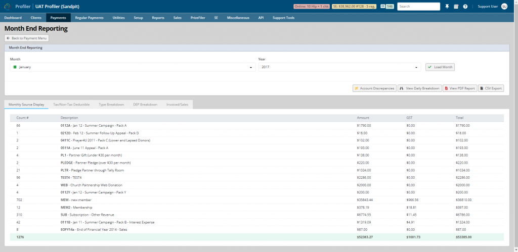 Reporting (EOM) screenshot