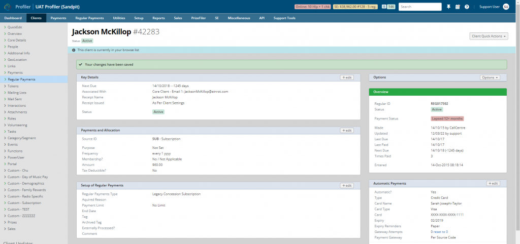Automatic renewals screenshot