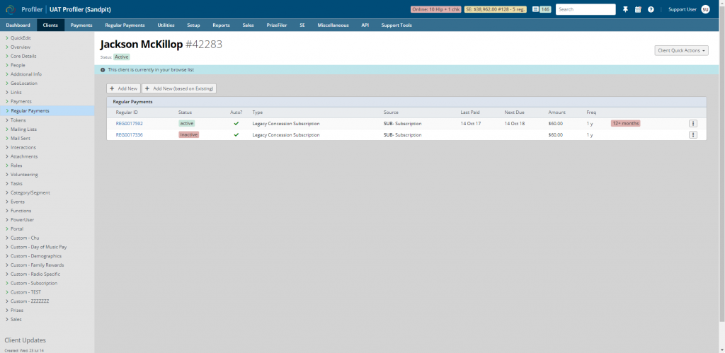 Regular Payments screenshot