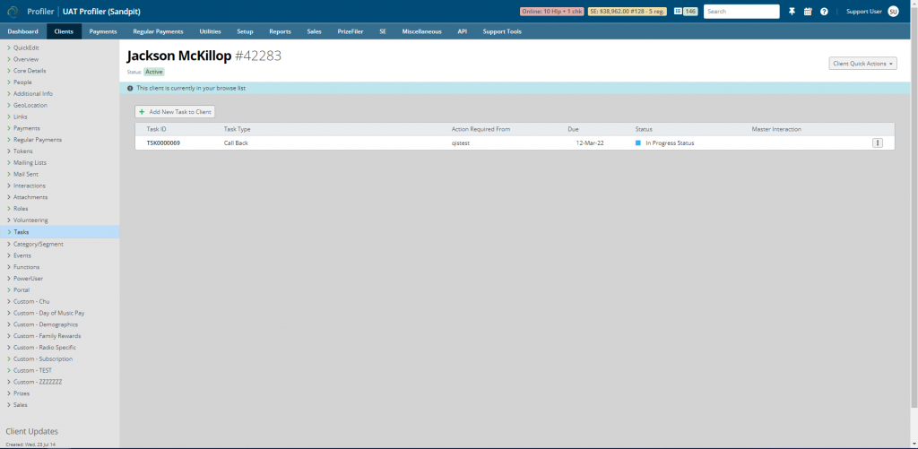 Tasks screenshot
